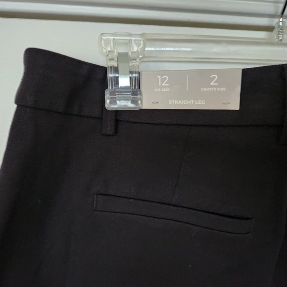 CHICO'S Straight Leg Crop Flat Front Hi-Rise Size 2 (12 Reg) Black 24 ½" Inseam - Picture 7 of 11